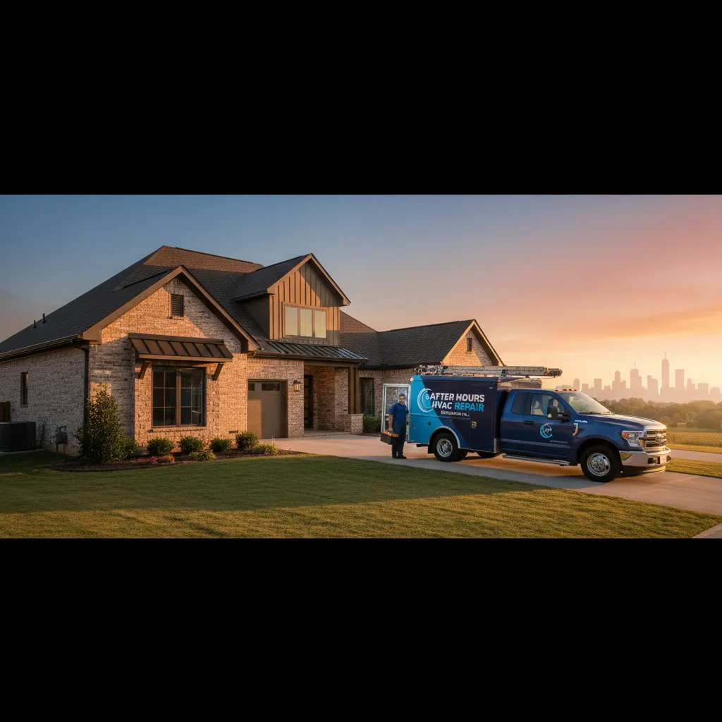 Emergency HVAC technician working at night in Birmingham Alabama