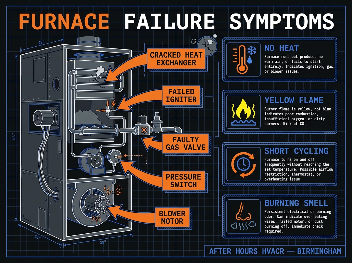 Furnace failure symptoms Alabama homeowners should watch for